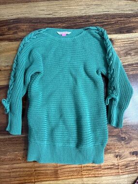 Ruffle Butts Green Braided-Sleeve Crewneck Tunic Sweater Sz 5